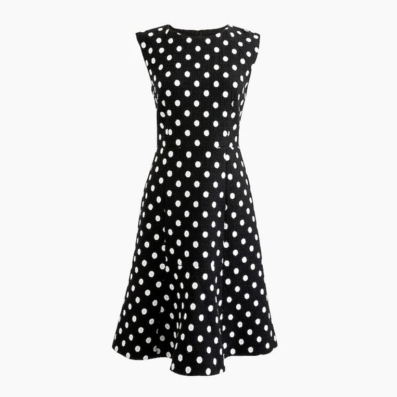 J. Crew Dresses & Skirts - New J Crew Polka Dot Tweed Fluted Dress Size 4